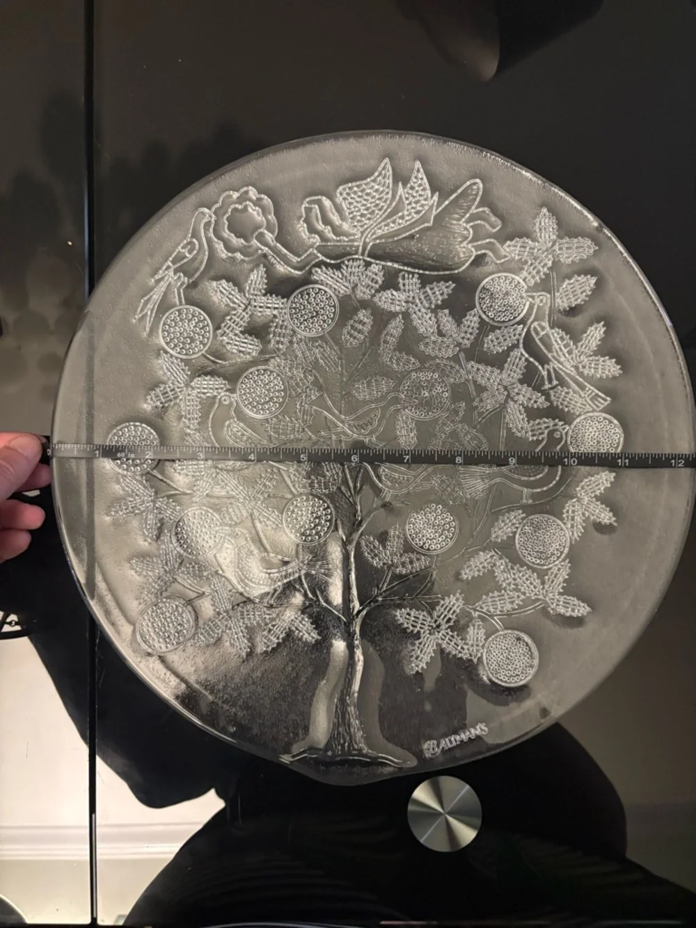 B.Altman’s Tree of life Angel glass plate 12.5” clear embossed vintage